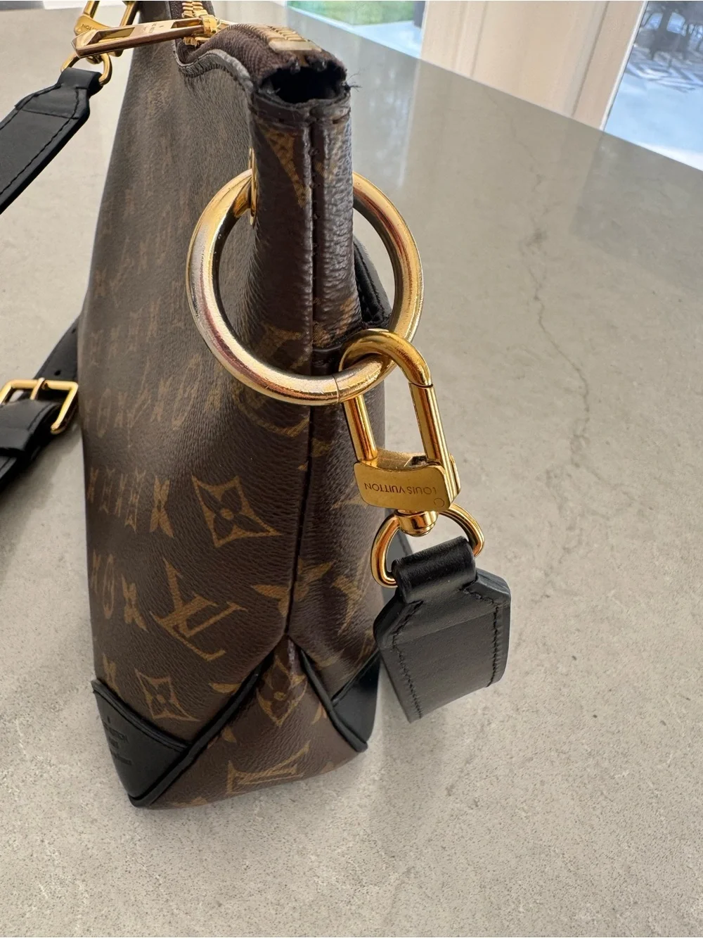 Louis Vuitton Odeon PM Monogram Canvas Shoulder Bag with Black Trim